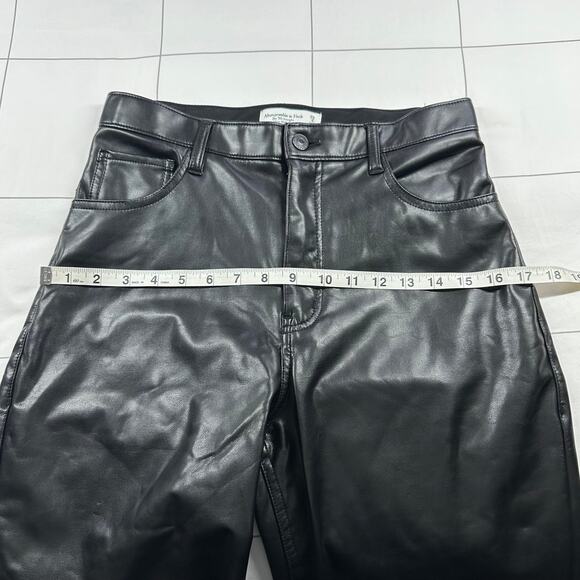 Abercrombie & Fitch Pants Women 29 Short Black Faux Leather Vegan Curve Love 90s - Picture 7 of 11